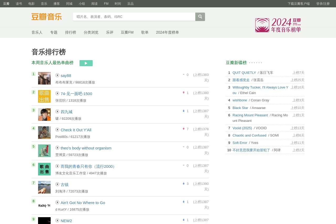 豆瓣音乐排行榜