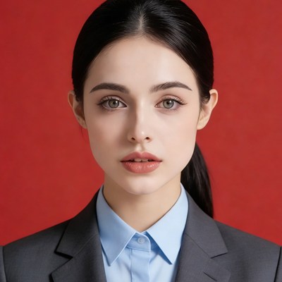 标准红底证件照〔女〕