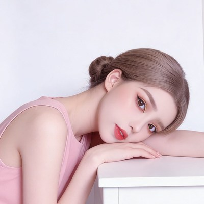 粉红晚装白色背景