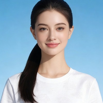 清爽浅蓝证件照〔女〕