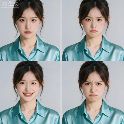 严肃/委屈/开心/生气