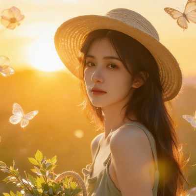 夕阳逆光暖黄大片