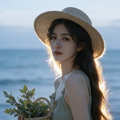 清晨海边的场景