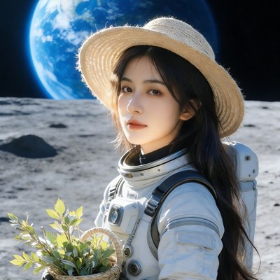 站在月球的表面