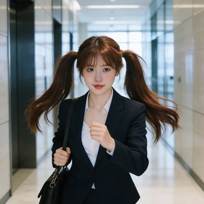 女白领匆匆上班